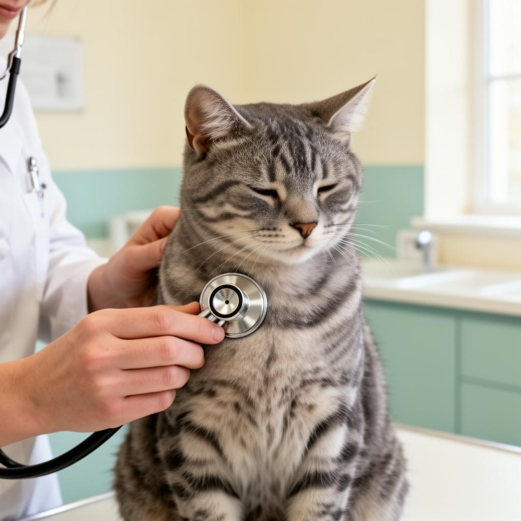 Veterinær gir rolig undersøkelse til katt